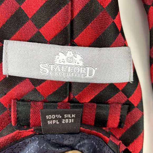 Stafford Silk Red Black Checker Tie Career - Picture 4 of 4